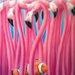 "Flamingle" 16"X20" Acrylic on Canvas